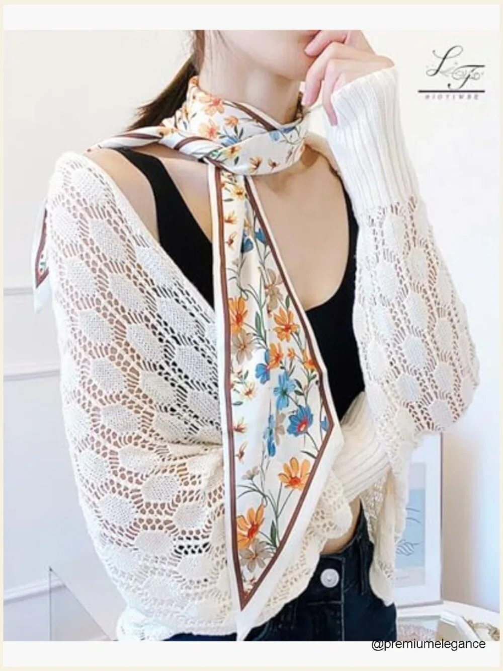 Silky Long Thin Scarf for Women Multi-Use Headscarf Bag Scarf Fashion Accessory